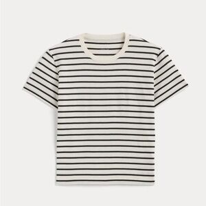 Everlane THE BOX-CUT TEE IN ESSENTIAL COTTON Bone & Black Stripe